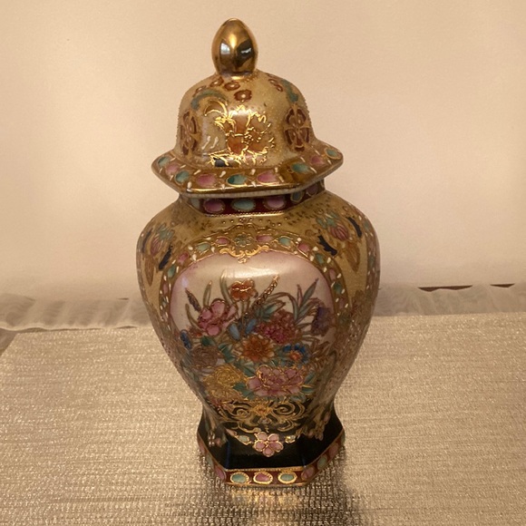 Other - Vintage Asian Porcelain Ginger Jar Designed with Multi Color Flowers